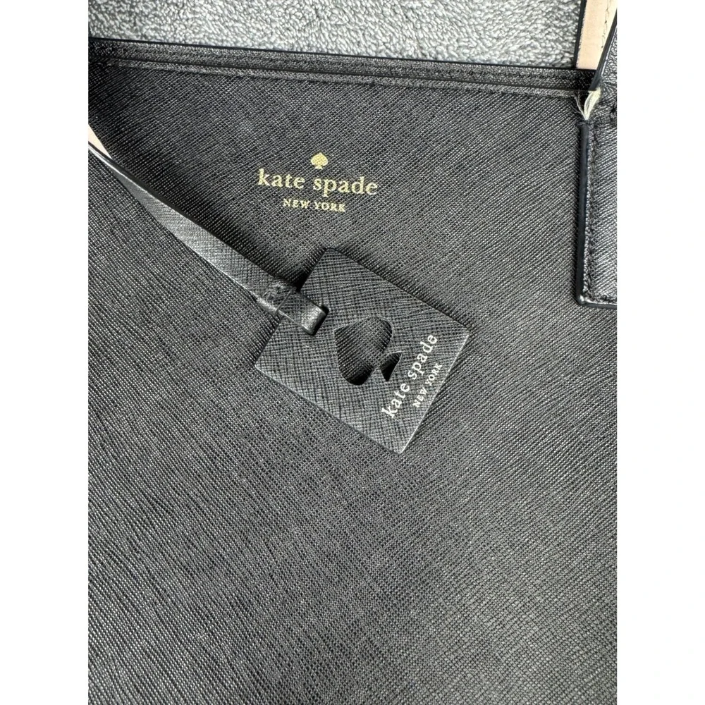 Kate Spade New‎ York Black Saffiano Leather Tote Bag Pink Interior V095